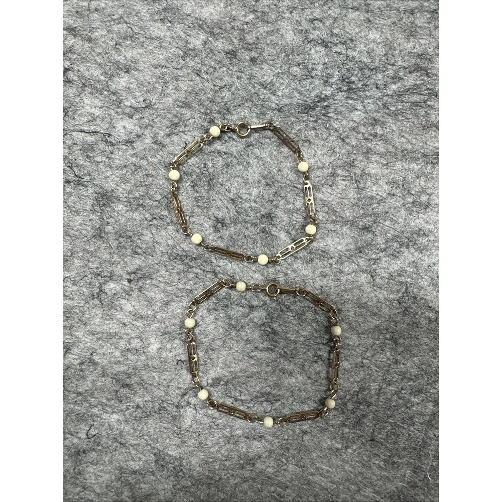 Vintage 1980 Avon‎ Touch Of Color Celtic Bracelet Ivory Tone Large 7 ⅛" Set Of 2